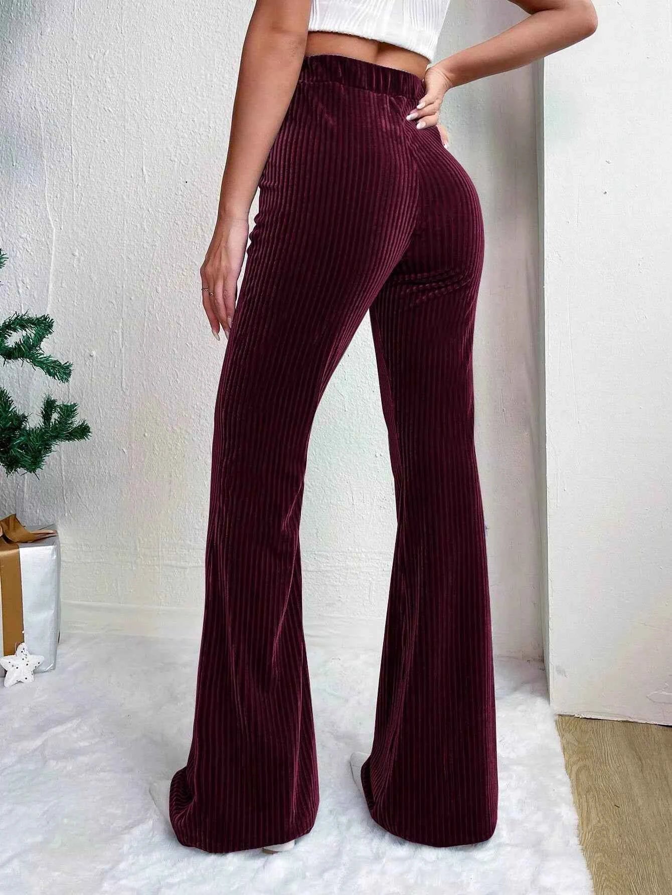 Corduroy High Waist Flare Pants