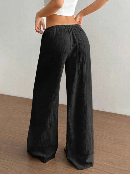 Drawstring Wide-Leg Casual Pants