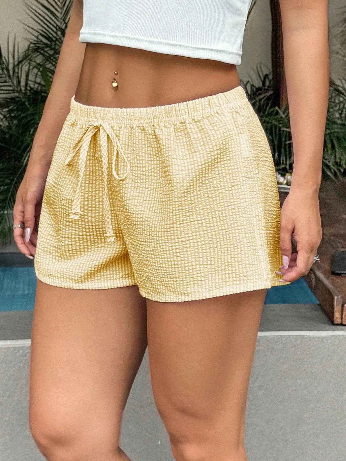 Textured Drawstring Comfort Shorts