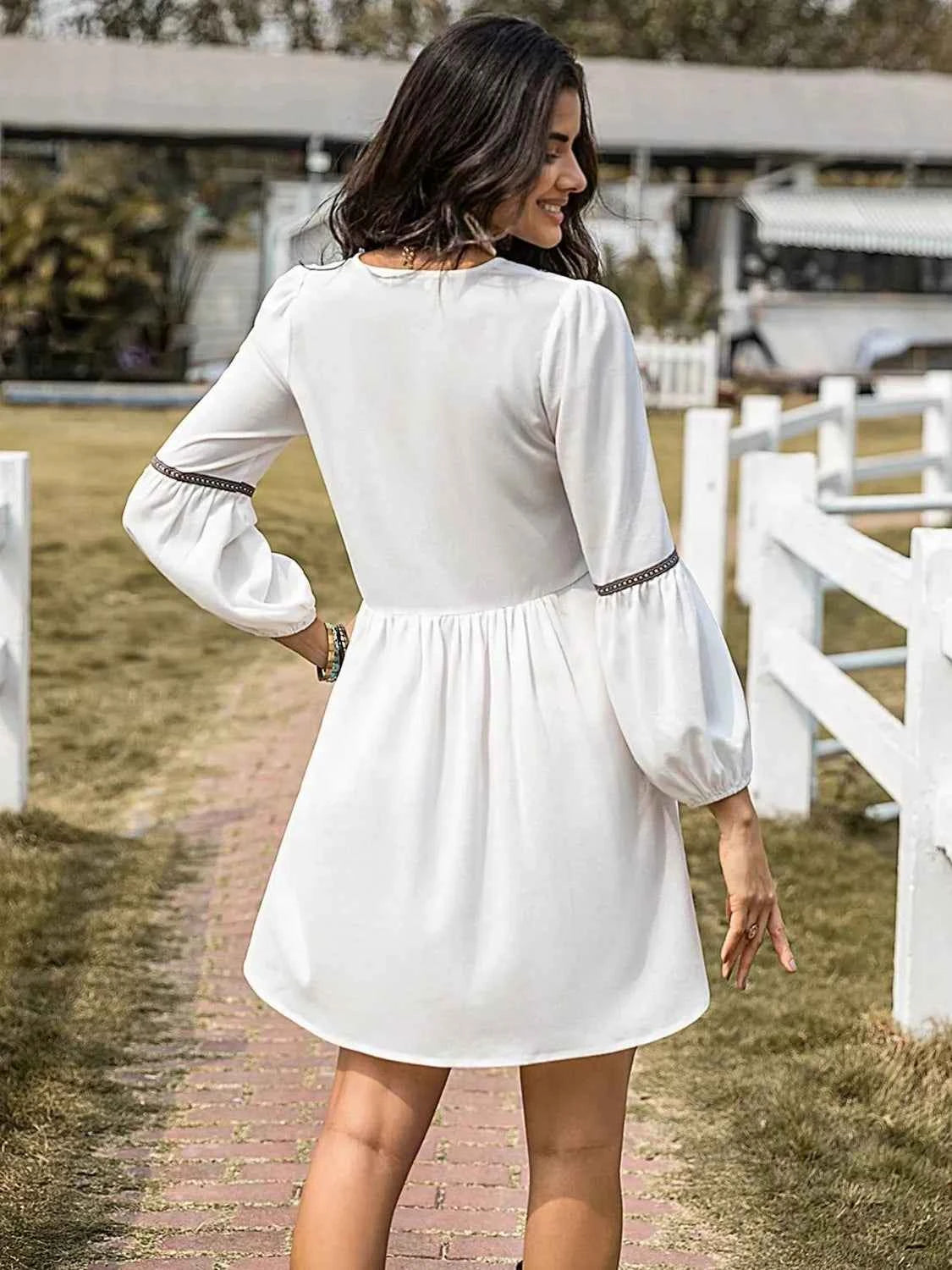 Long Sleeve Mini Dress with Contrast Trim