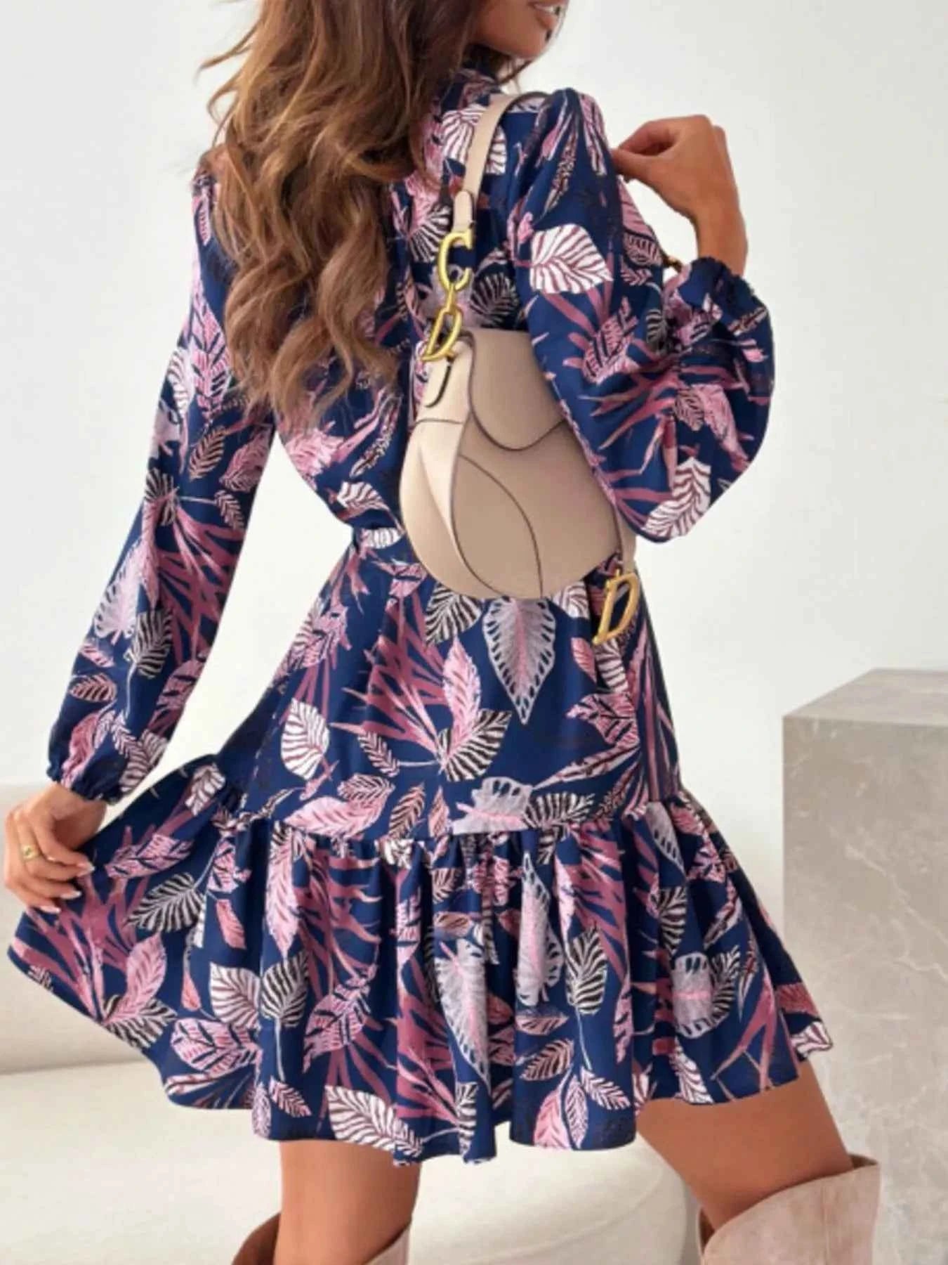 Floral Print Tie Waist Mini Dress