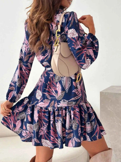 Floral Print Tie Waist Mini Dress