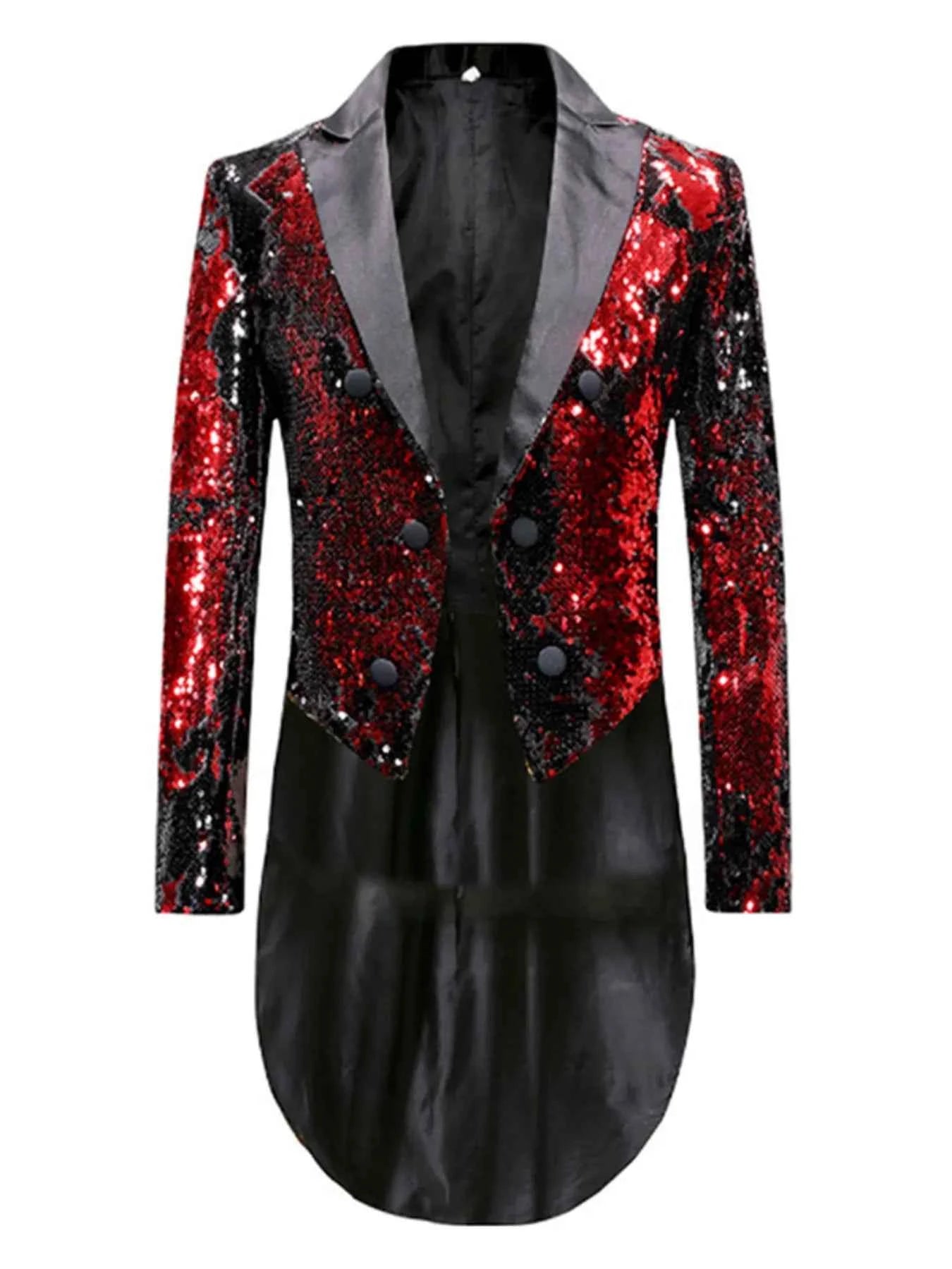 Men's Sequin Long Sleeve Tuxedo Blazer