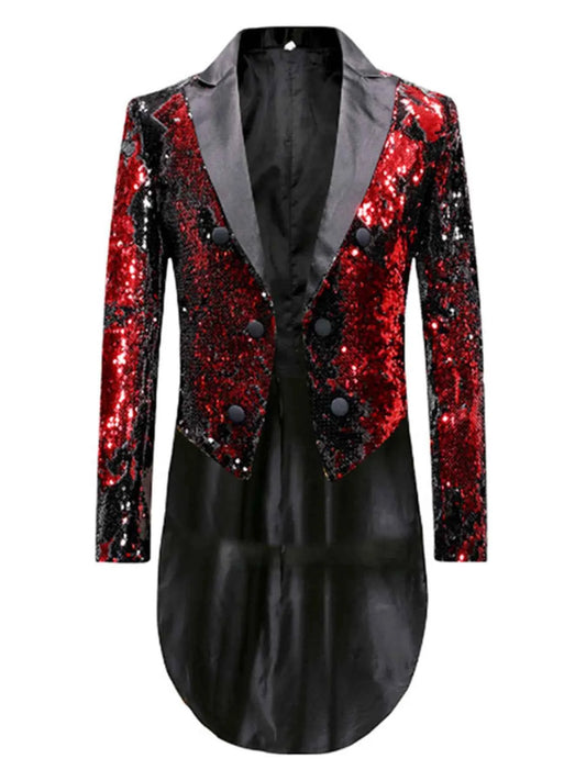 Men's Sequin Long Sleeve Tuxedo Blazer