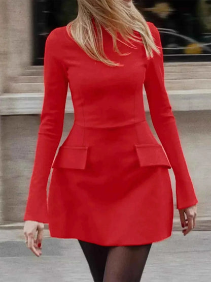 Mock Neck Long Sleeve Bodycon Dress