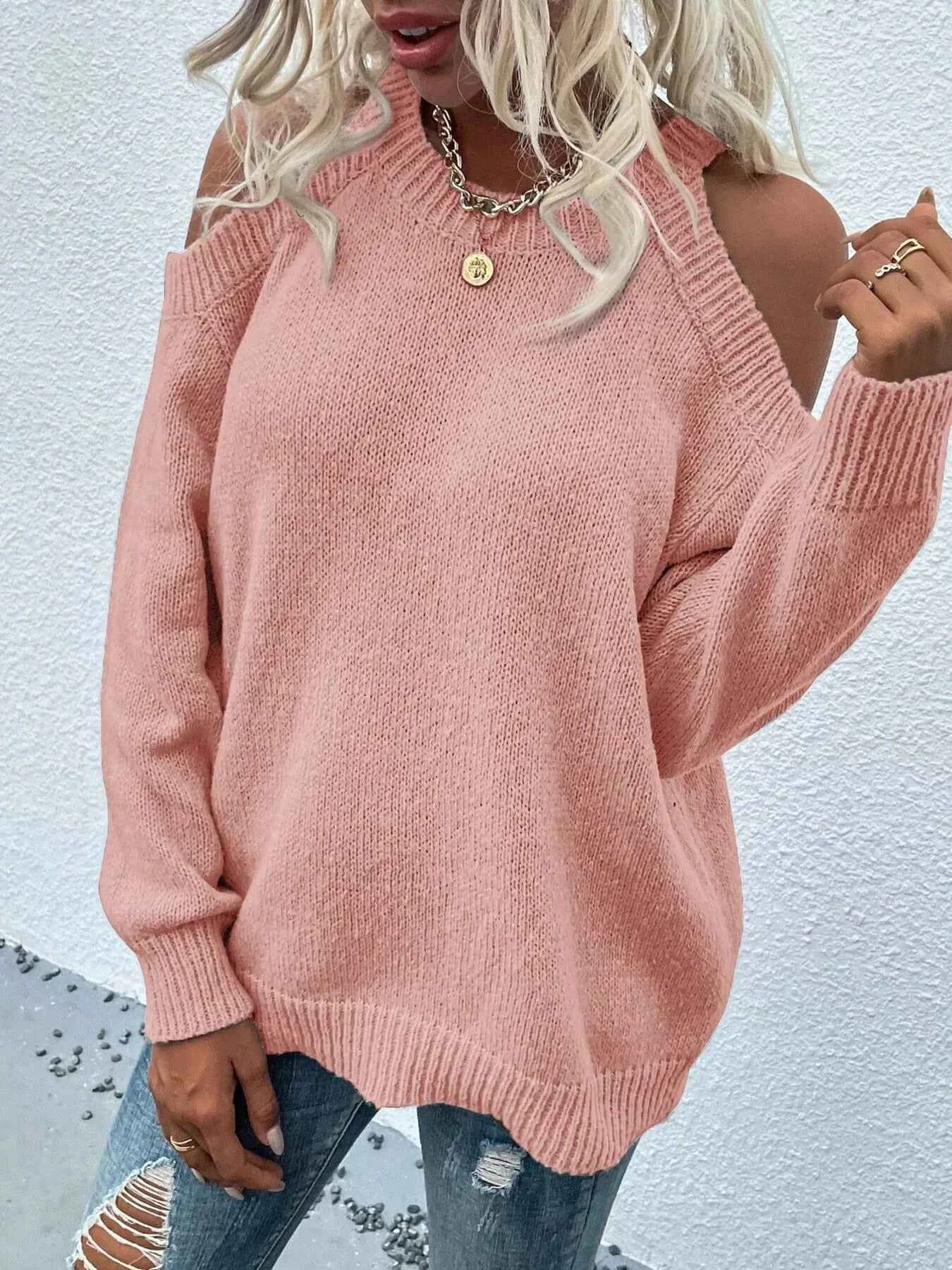 Cold Shoulder Knit Sweater