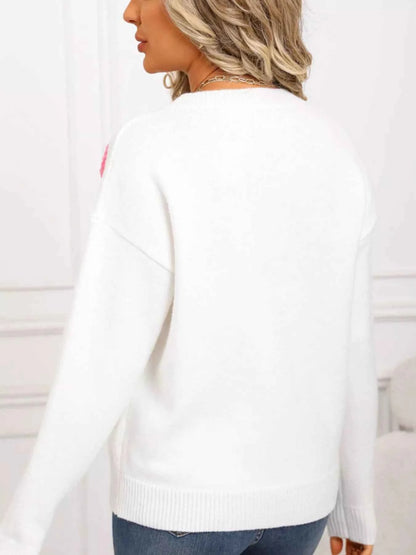 Valentine's Day Heart Pattern Long Sleeve Sweater