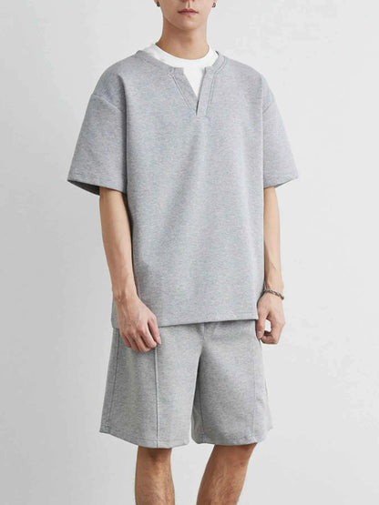 Men's Plus Size Half Sleeve Top and Shorts Set