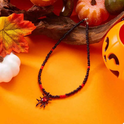 Halloween Spider Web Beaded Necklace