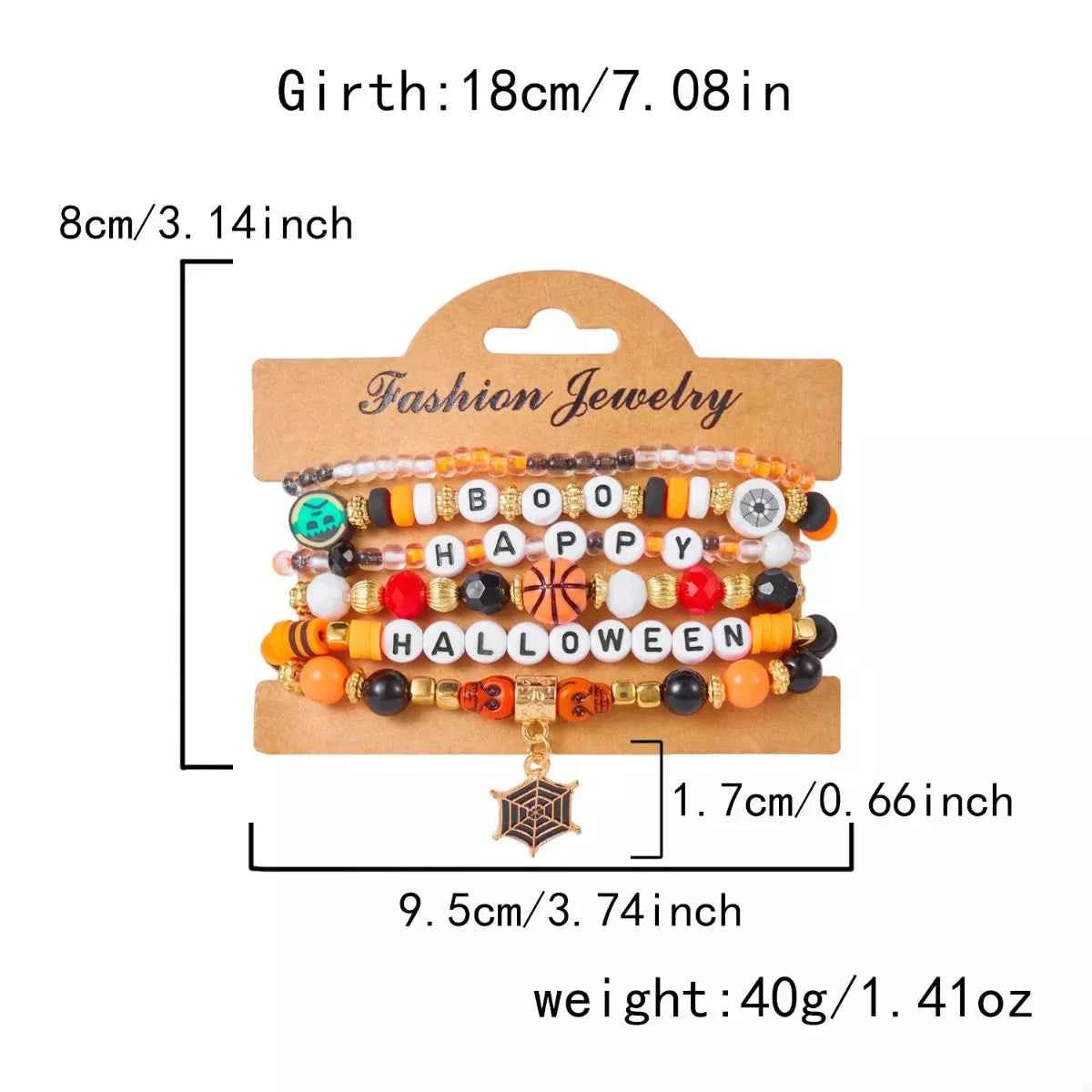 6 Piece Halloween Letter Beaded Bracelet