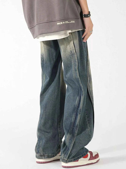 Men's Plus Size Washed Wide Leg Jeans
