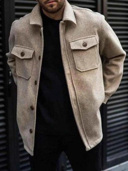 Men's Full Size Button Up Long Sleeve Jacket Plus Size