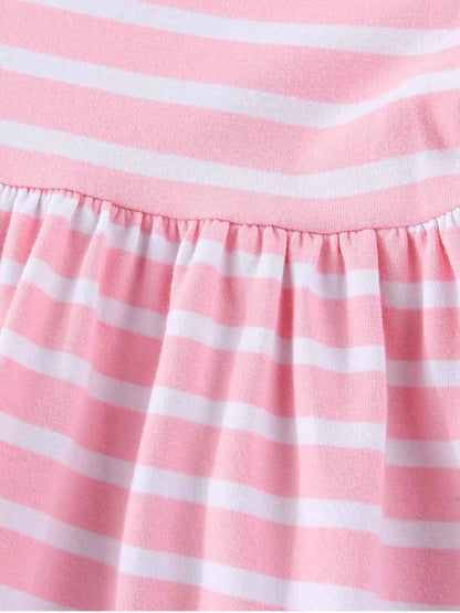 Children's Striped Bunny Embroidered Dress