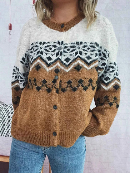 Christmas Button Up Drop Shoulder Cardigan