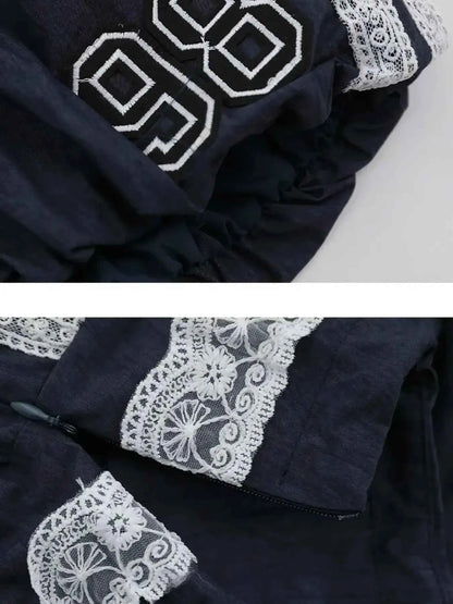 Lace Trim Shorts with Drawstring