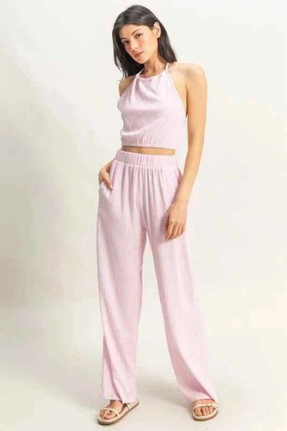 HYFVE Striped Halter Neck Top and Pants Set