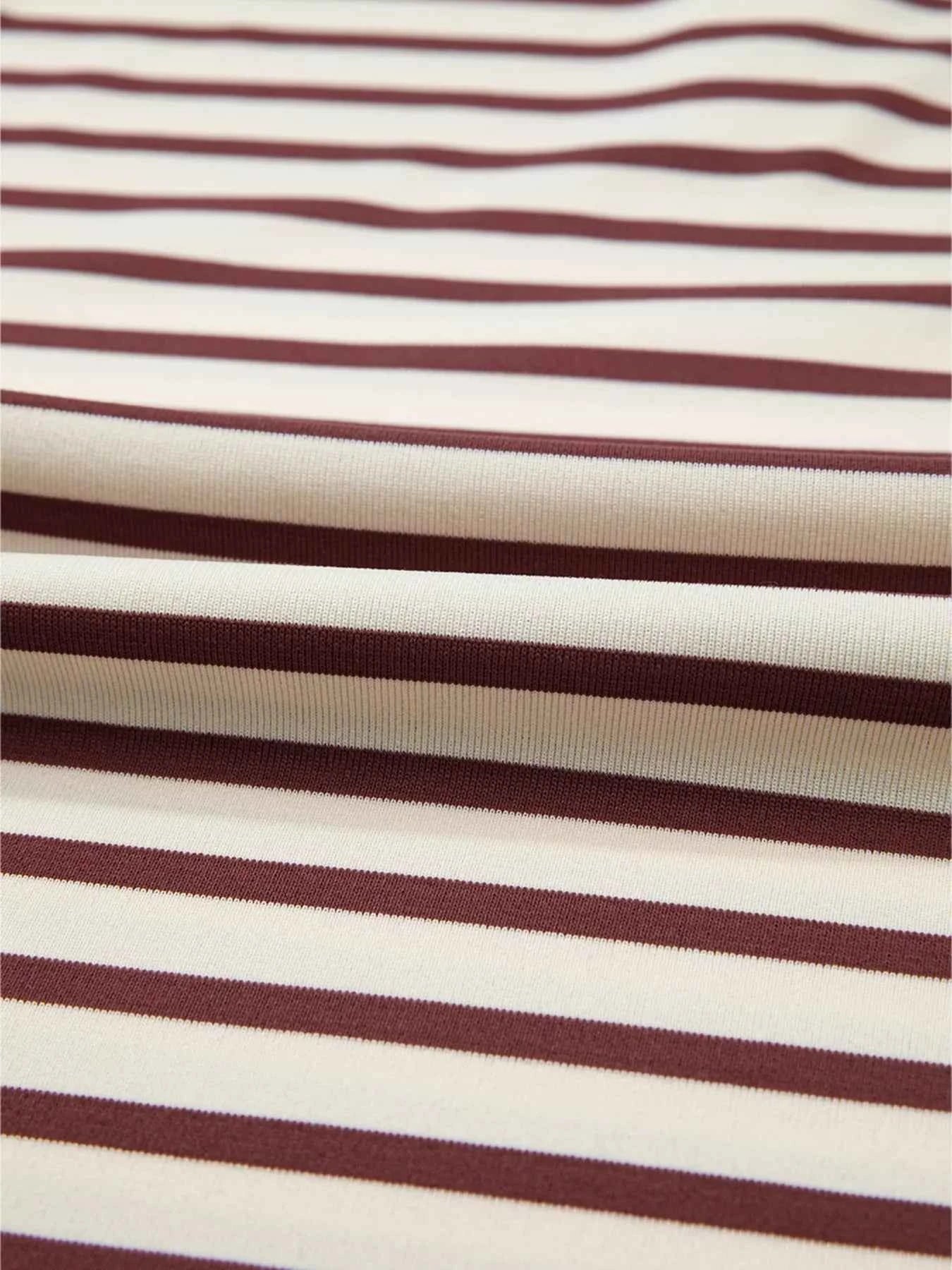Striped Drop Shoulder Long Sleeve Henley Top