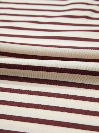 Striped Drop Shoulder Long Sleeve Henley Top