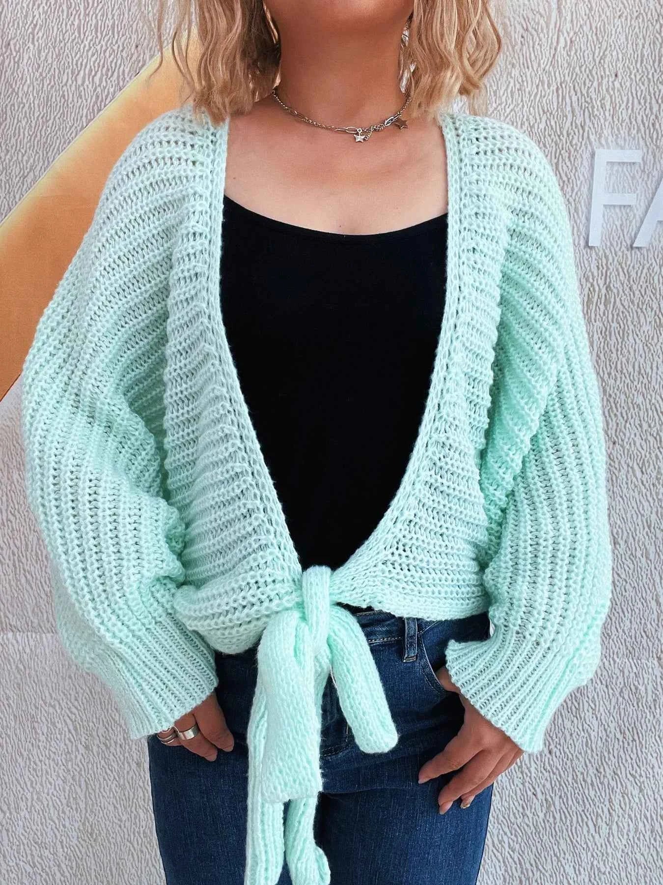 Tie Front Long Sleeve Cardigan