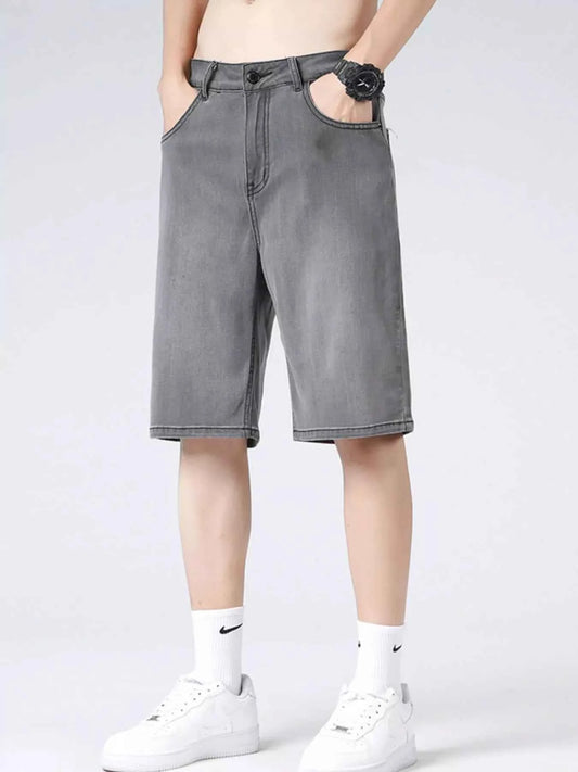 Men's Loose Fit Washed Denim Shorts
