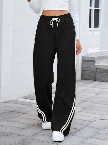 Side Striped Wide Leg Pants
