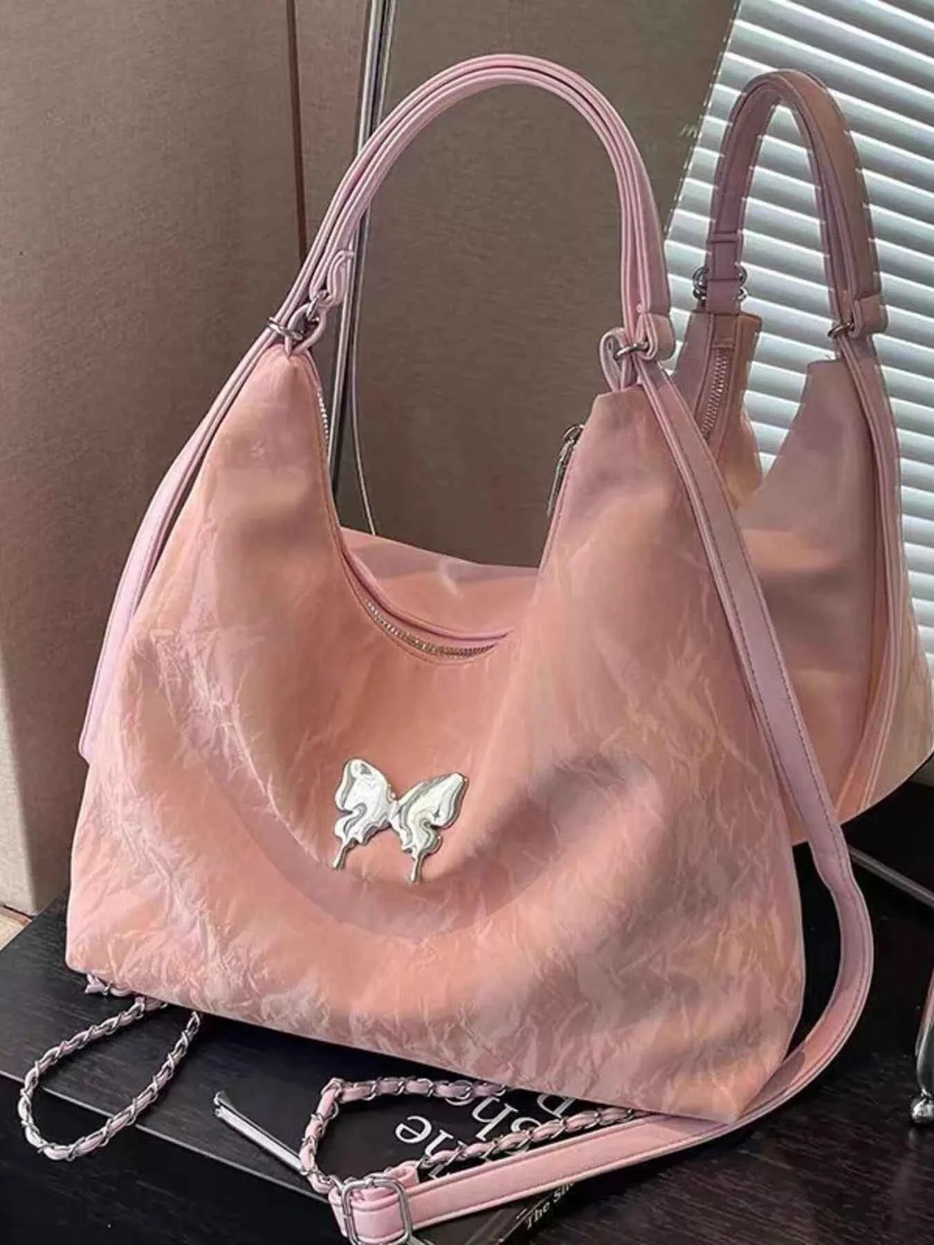 Butterfly Decor Convertible Shoulder Bag