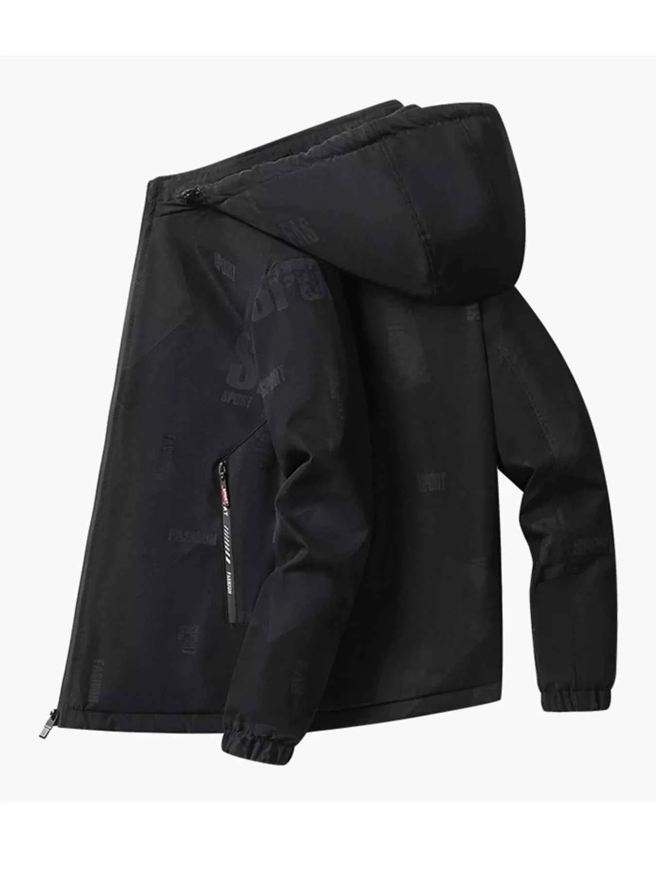 Men's Plus Size Zip Up Long Sleeve Hooded Jacket