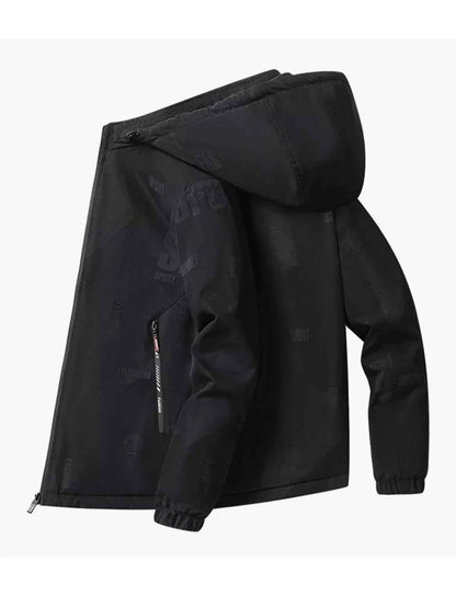 Men's Plus Size Zip Up Long Sleeve Hooded Jacket