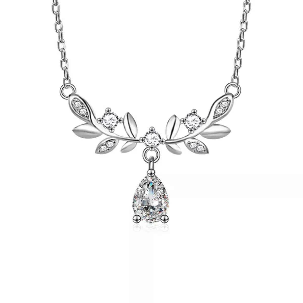 925 Sterling Silver Moissanite Leaf Necklace