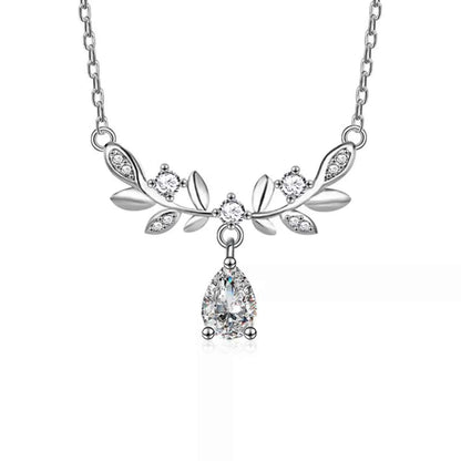 925 Sterling Silver Moissanite Leaf Necklace