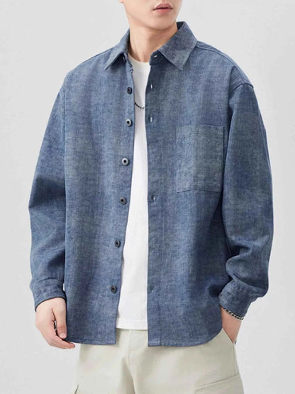 Men's Plus Size Button Up Long Sleeve Shirt