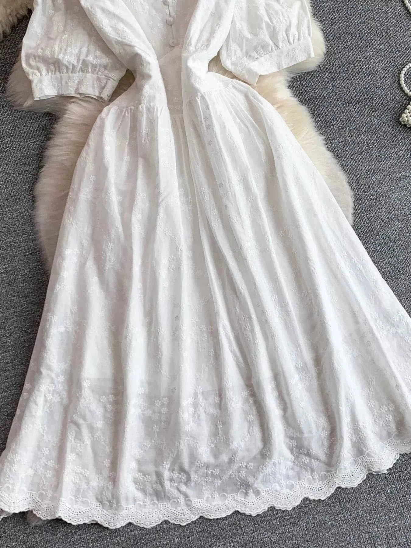Lace Detail A-Line Midi Dress